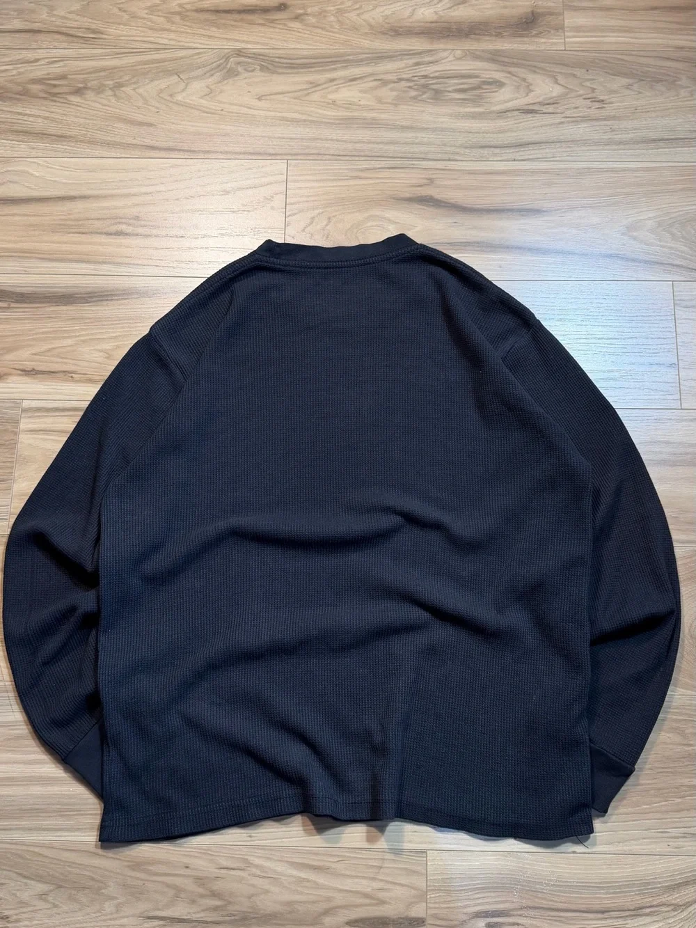Men's Black Thermal Waffle Knit Sweater